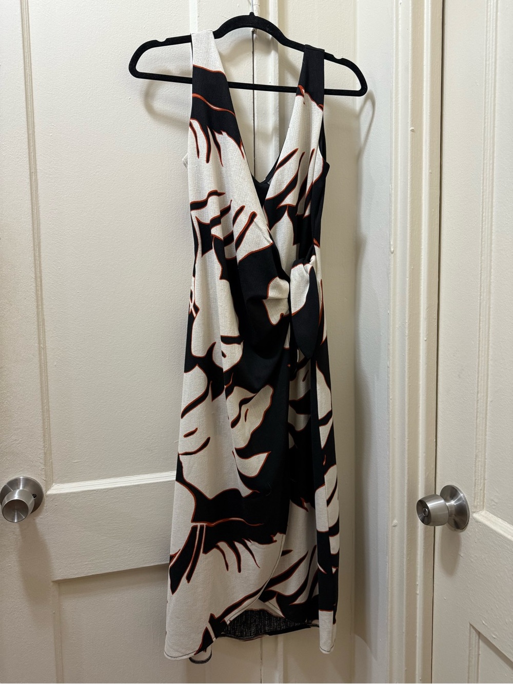 H&M Black, White and Rust Abstract Midi Dress